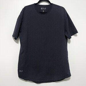 Bylt Mens Drop Cloth SS Lux T Shirt XL Blue Polka Dot Gym Athletic Performance
